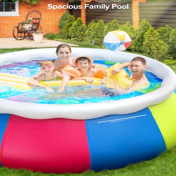 10' x 30in Inflatable Round Swimming Pool Easy Set with Pool Cover Above Ground Pool for Backyard Family Fun