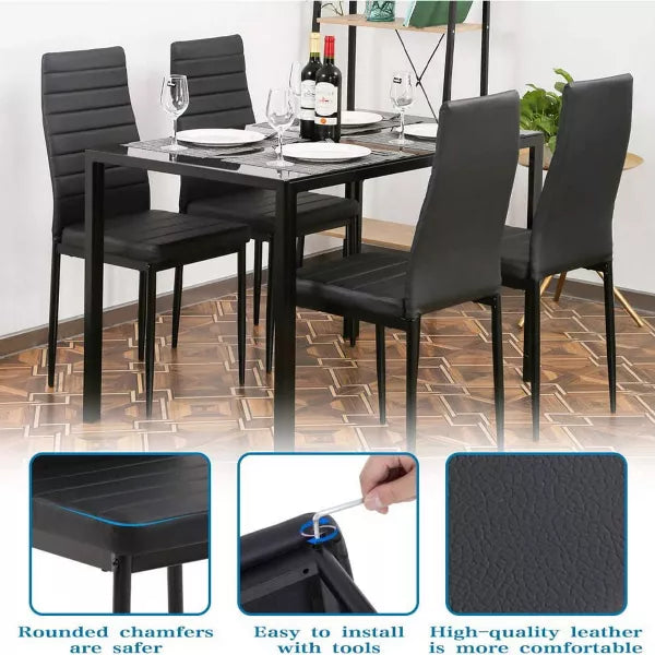 5 Piece Dining Table Set for One Dining Table and 4 Chairs