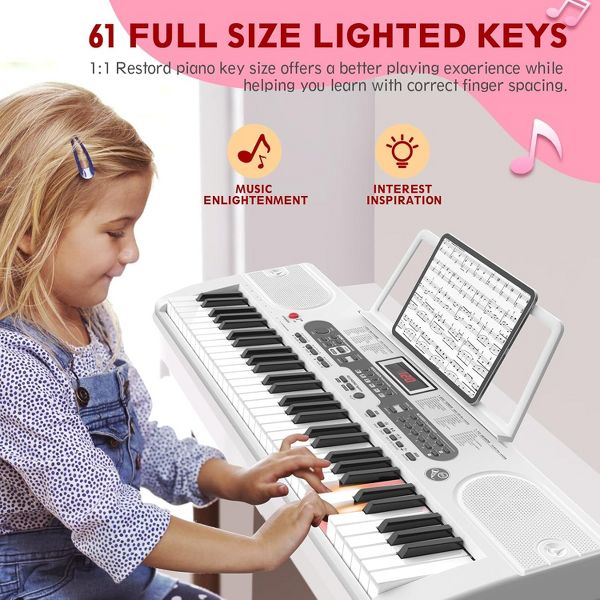 Electric Keyboard Piano W/Lighted Keys for Beginners