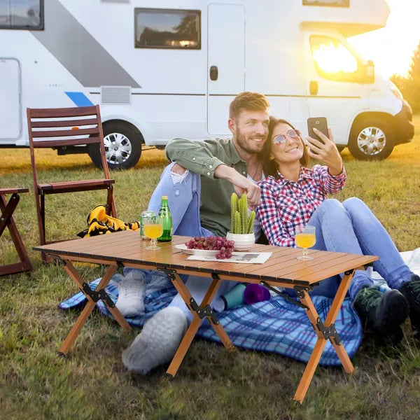 Heavy-Duty Aluminum Camping Table Folding Picnic Table with Carry Bag