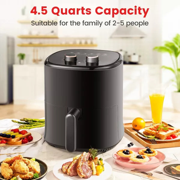 4.5 QT Air Fryer Easy-Clean Non-Stick Basket Efficient Black Model
