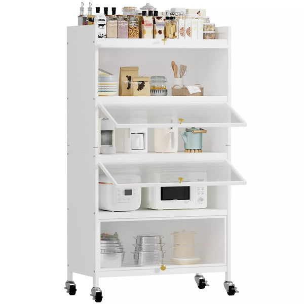 5 Tie Bakers Racks Storage Cabinet with 4 Flip-up Doors