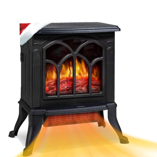 3D Flame Electric Fireplace Heater Infrared Space Warmer Black