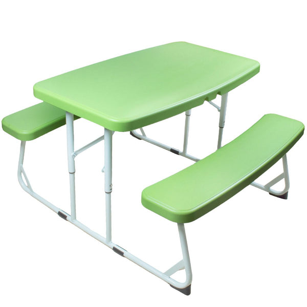 Kids Picnic Table Set with 2 Benches Durable Steel Frame for Indoor Outdoor Use