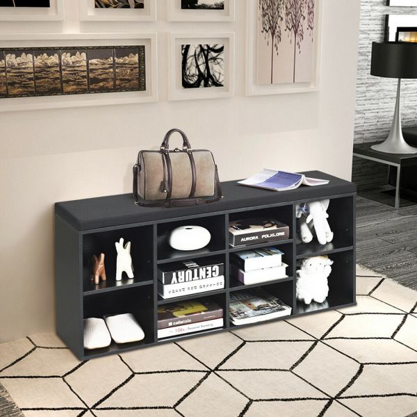 Black Shoe Storage Bench