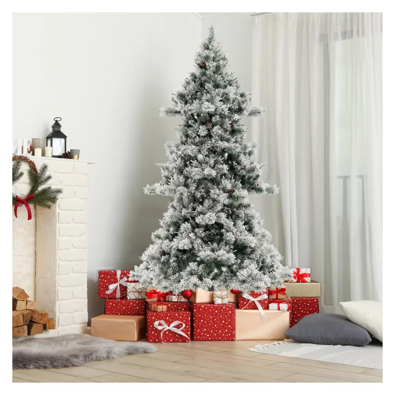 6ft Premium Pine Hinged Artificial Christmas Tree 1000 Tips with Sturdy Metal Base Lush Green