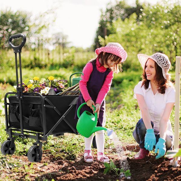 Folding Heavy Duty Utility Cart Wagon with Wheels Holds Up to 165 Pounds