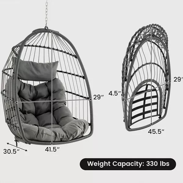 Hanging Wicker Egg Chair with Cushion, Without Stand