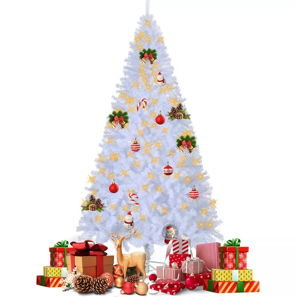 7.5ft Premium Hinged Artificial Christmas Tree with 1350 Branch Tips and Sturdy Metal Base