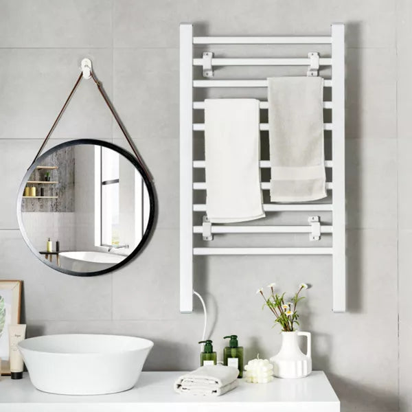 Wall-mounted Towel Warmer Drying Rack with Timer in Silver