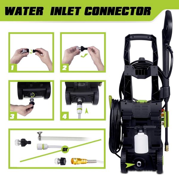 3500 PSI Electric Pressure Washer 2.4 GPM with 4 Different Pressure Tips Foam Cannon