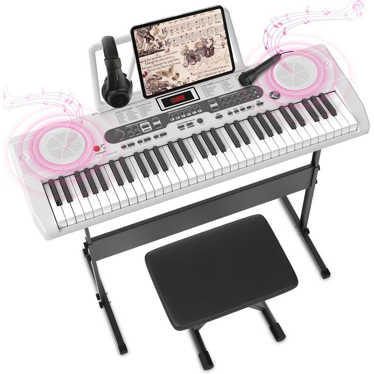 Electric Keyboard Piano W/Lighted Keys for Beginners