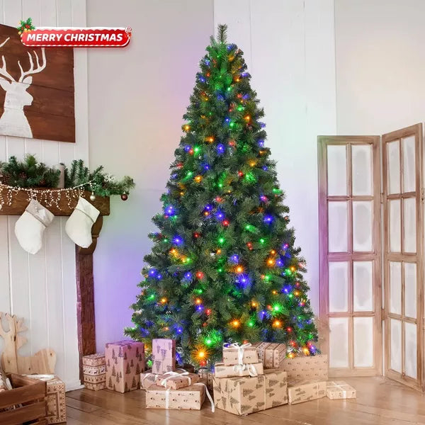 6ft Pre-Lit Artificial Christmas Tree with 250 Multi-Color LED Lights and 1060 Branch Tips