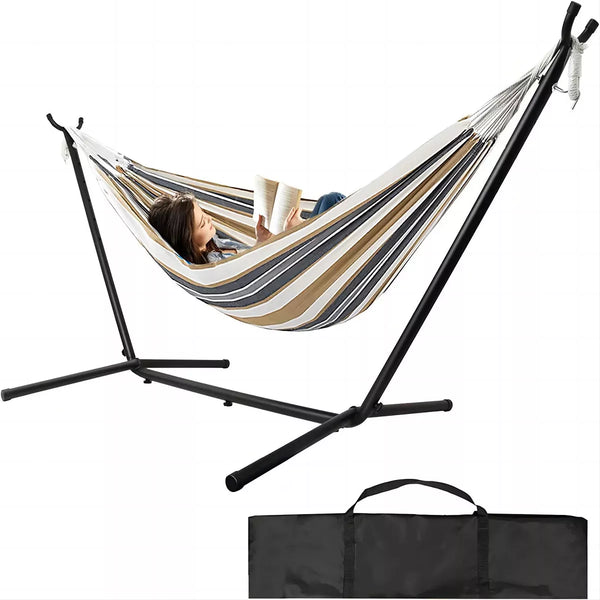2 Person Cotton Hammock with Stand 450lb Capacity