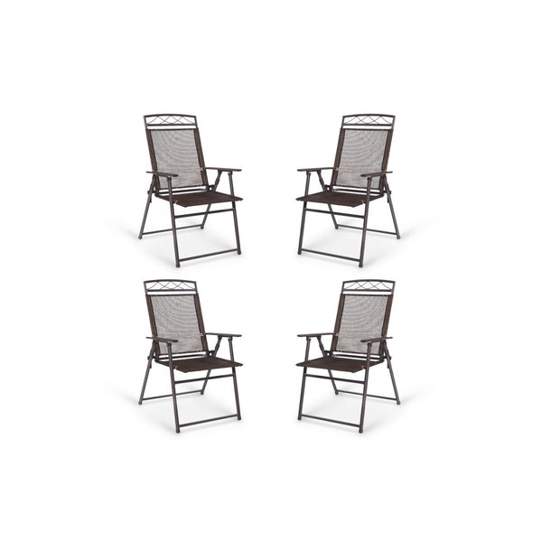 4-Pack Folding Sling Patio Chairs - Steel Frame for Camping & Deck Use