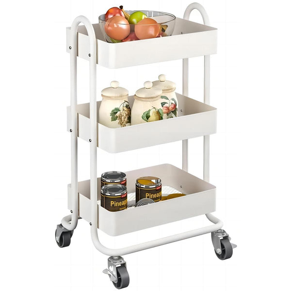 3 Tier Rolling Cart Utility Cart with Lockable Wheels Rolling Metal Storage Easy Move