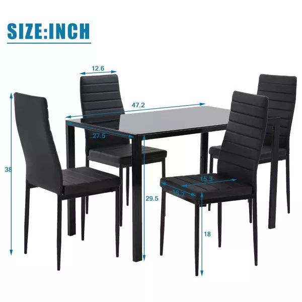 5 Piece Dining Table Set for One Dining Table and 4 Chairs