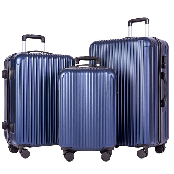 3 Piece Luggage Set ABS Hard Shell luggage with TSA Lock Lightweight Suitcase Travel in Style and Security Blue