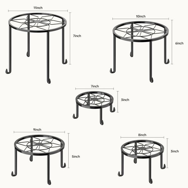 Set of 5 Metal Plant Stands Flowerpot Holders Indoor Outdoor