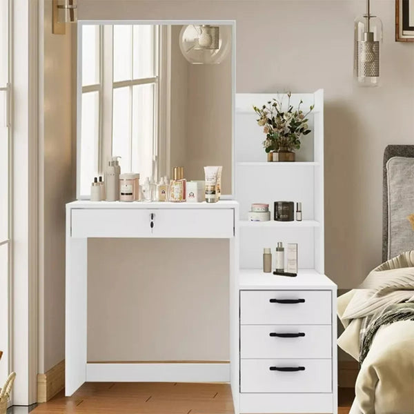 4 Drawers Vanity Desk with Mirror
