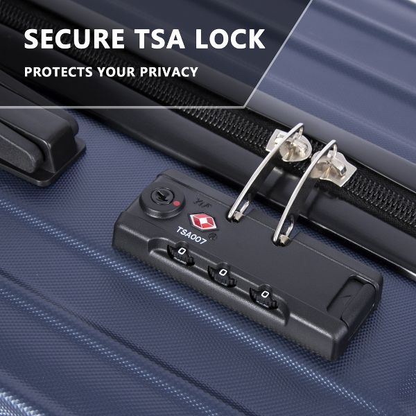 3 Piece Luggage Set ABS Hard Shell luggage with TSA Lock Lightweight Suitcase Travel in Style and Security Blue