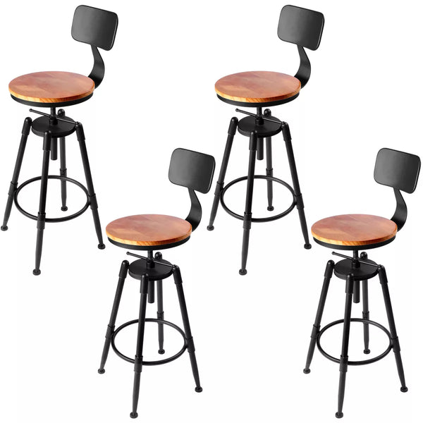 Set of 4 Height Adjustable Barstool Steel FrameKitchen Stool