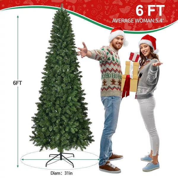 6Ft Pre-Lit Flocked Hinged Artificial Christmas Tree with 250 Warm White Lights and 650 Branch Tips