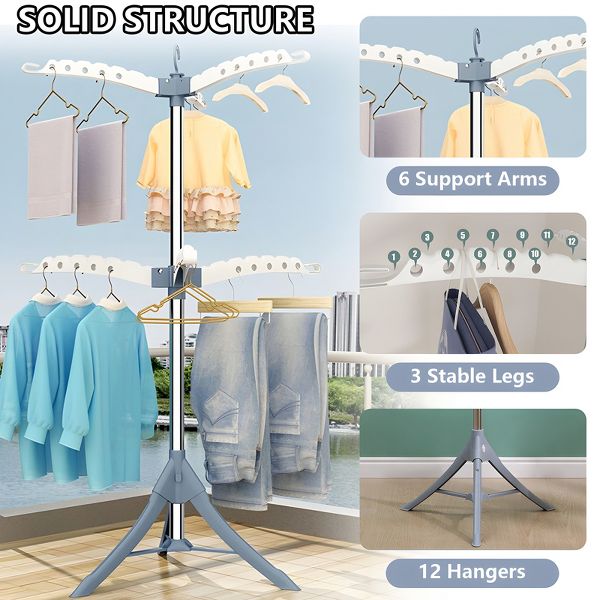 Clothes Drying Rack Portable Folding Dryer Hanger Drying Stand for Clothes
