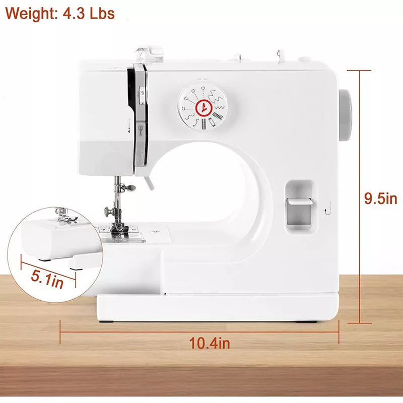 12 Stitch Compact Portable Sewing Machine with Protective Cover