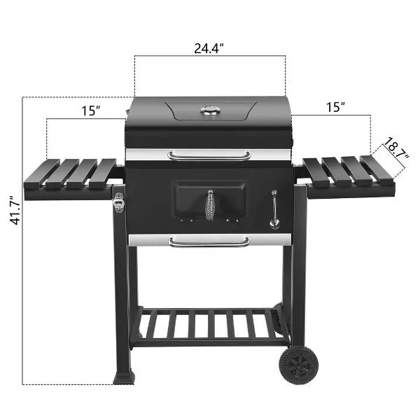 Charcoal Grill Outdoor BBQ Grill with Side Shelves