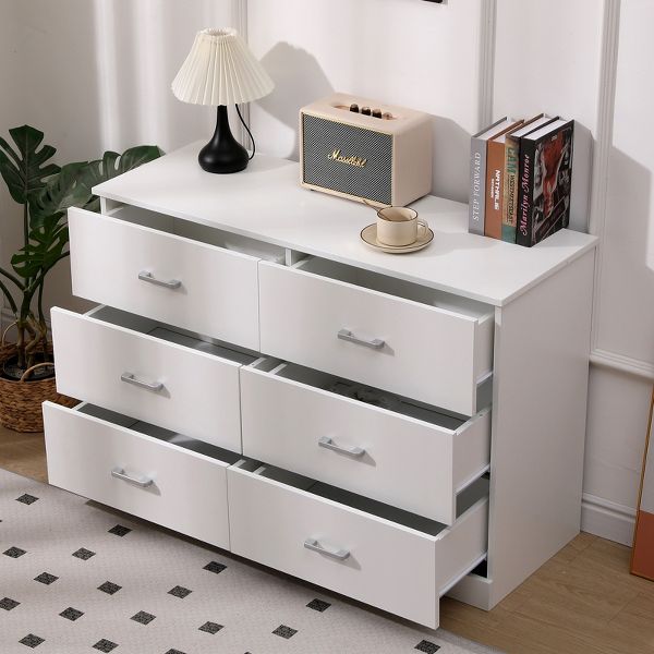 6 Drawer Dresser Double Dresser for Bedroom Wide Storage Space Furniture Organizer