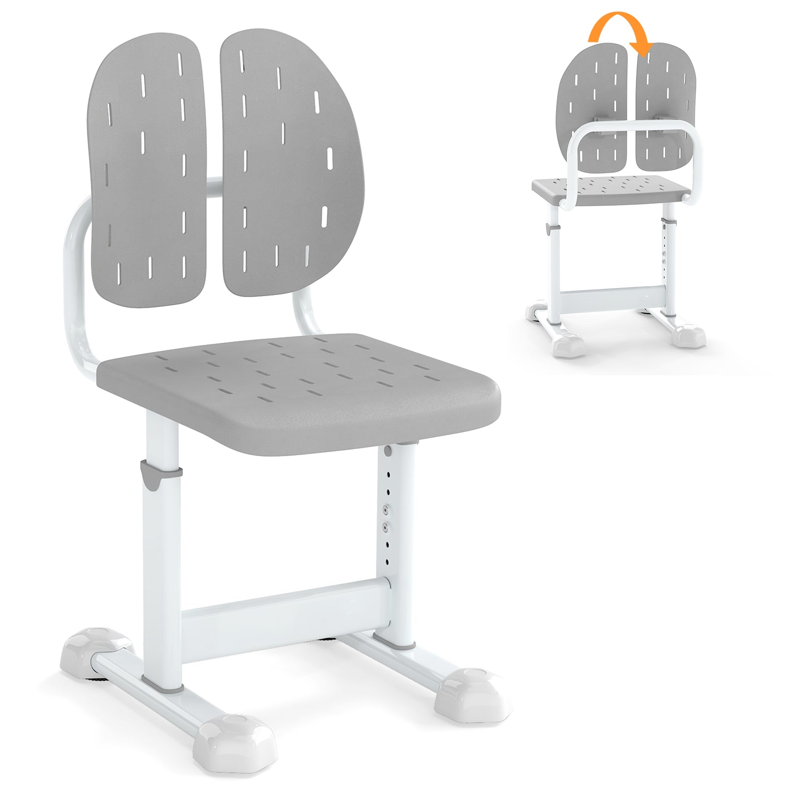 Height-adjustable Kid's Study Chair with Double Back Support and Breathable Seat