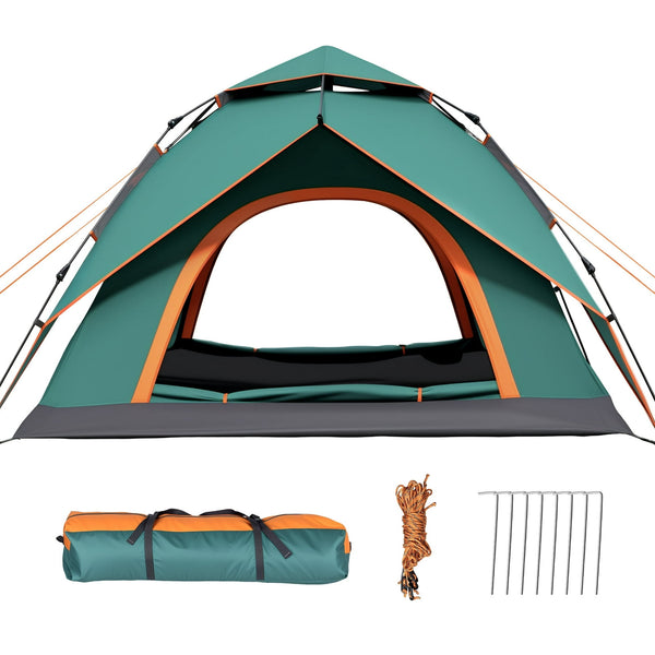 3-4 Person Instant Pop-Up Camping Tent with Carry Bag Double Layer Waterproof Tents for Beach Traveling Outdoor Green