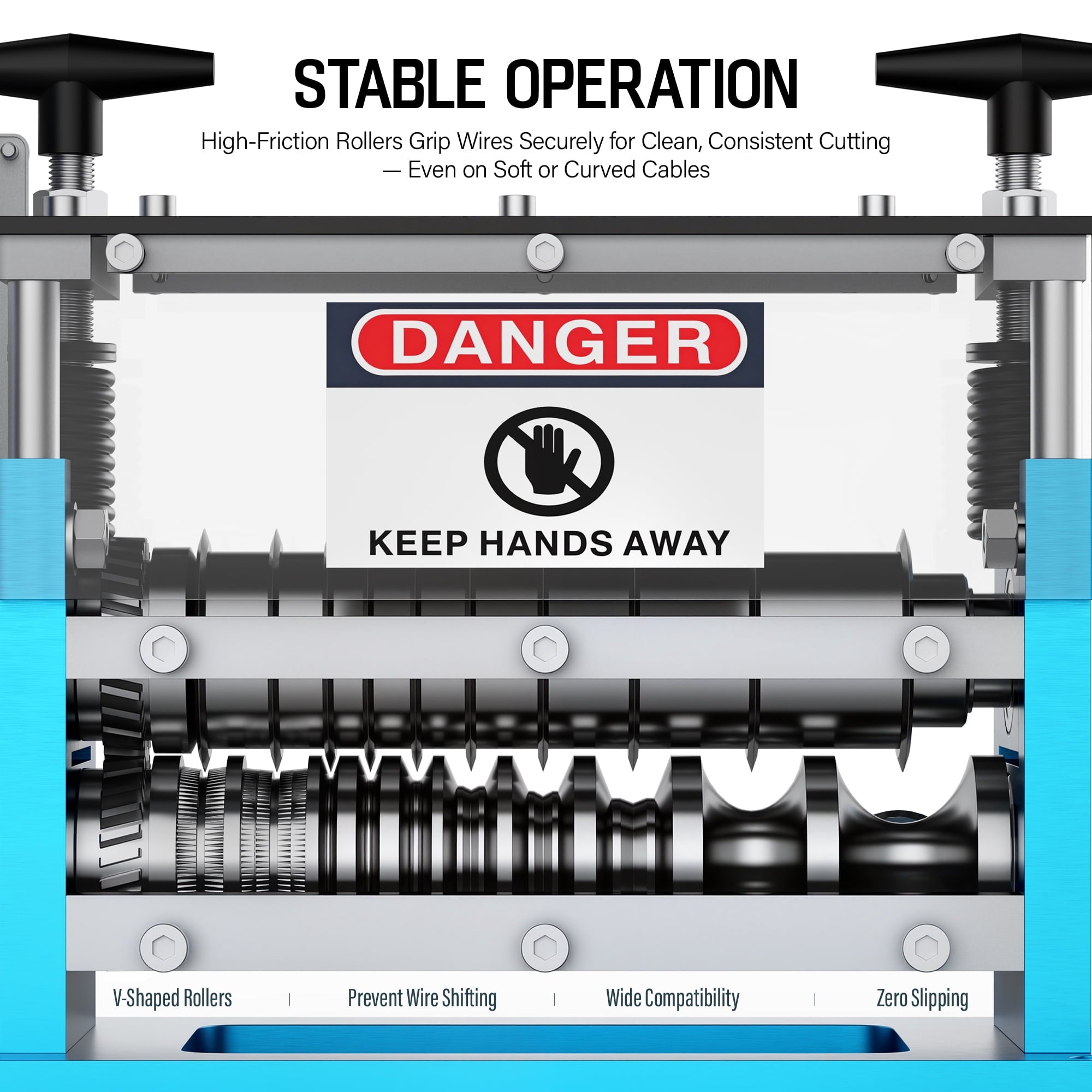 Fenbeli Electric Wire Stripping Machine 0.06-1.58in Heavy Duty Industrial Automatic Cable Stripper for Scrap Copper Recycling, Blue