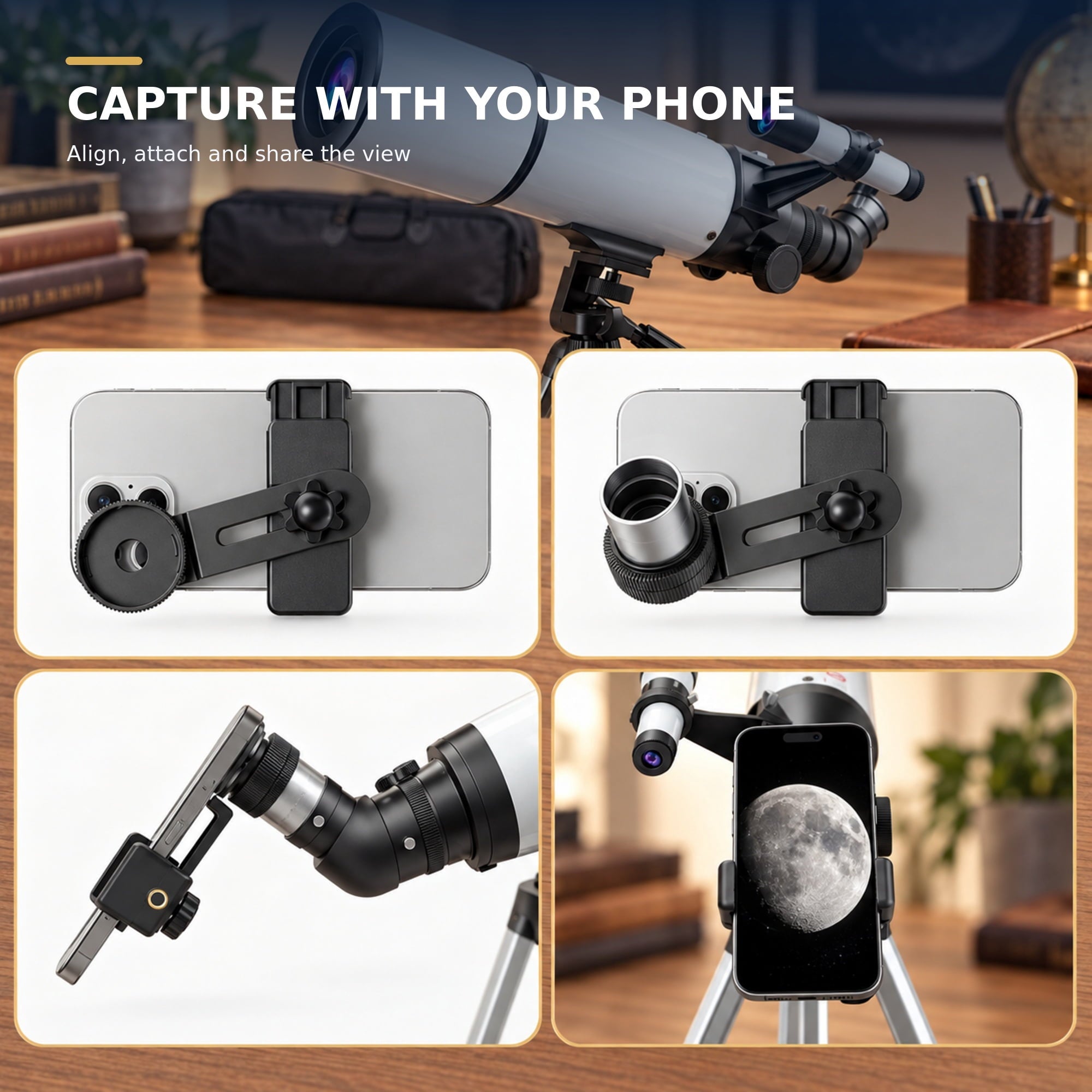 Fenbeli Telescope for Adults and Kids, 80mm Aperture 500mm Refractor Telescope for Beginners, High Powered 20x to 50x Astronomy Optics, AZ Mount Tripod, Portable for Moon, Stargazing, Birding, White