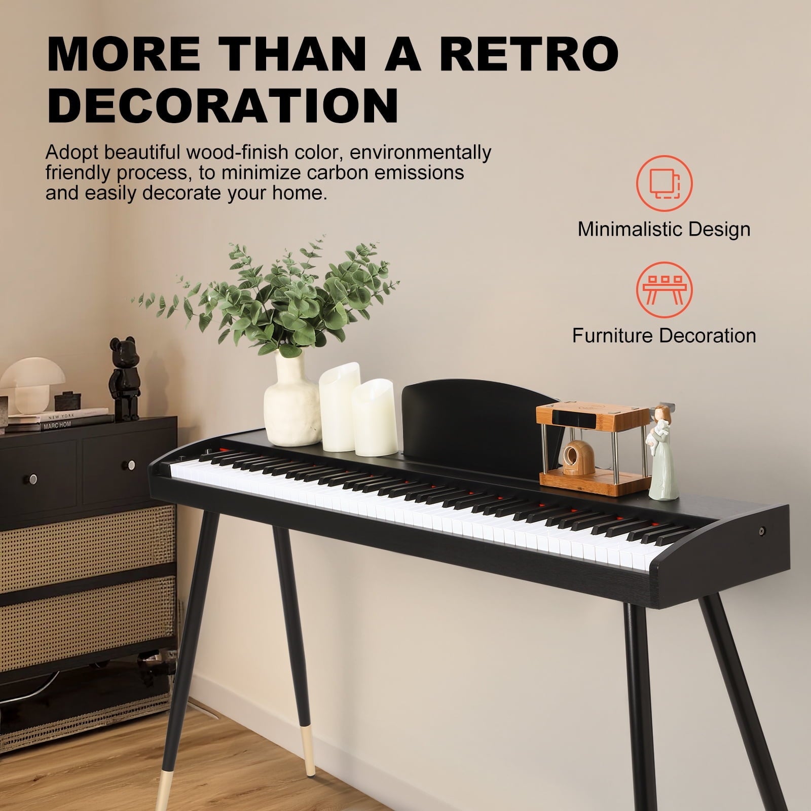Fenbeli 88 Key Digital Piano Keyboard Full-Size Semi-Weighted Electric Piano with Sustain Pedal, Music Rest, Black