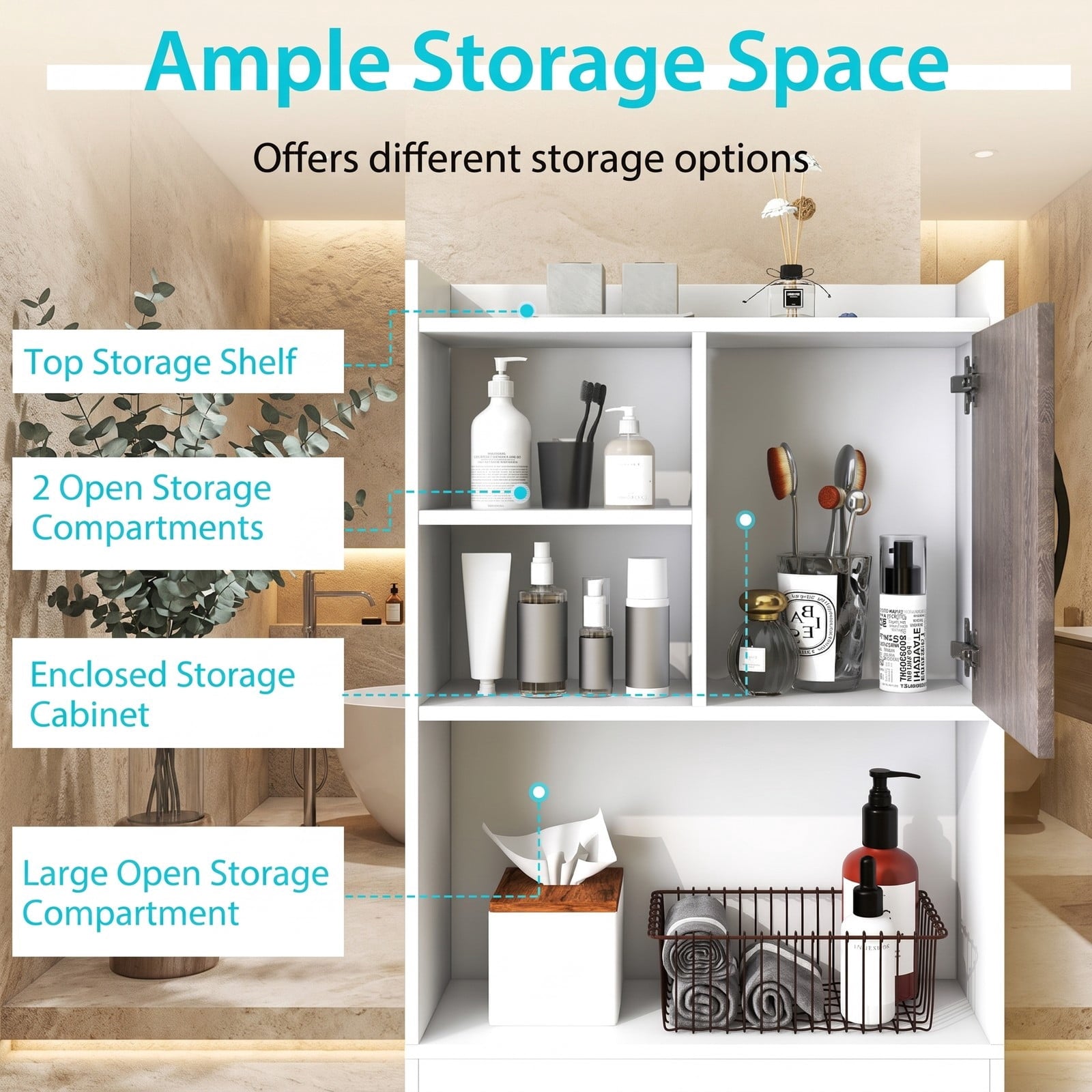 Fenbeli 4-Tier Space, MDF Engineered wood Frame, 24 x 8 x 68.5 Footprint, White rustic grey, Easy to assemble and cleanInstallation guide