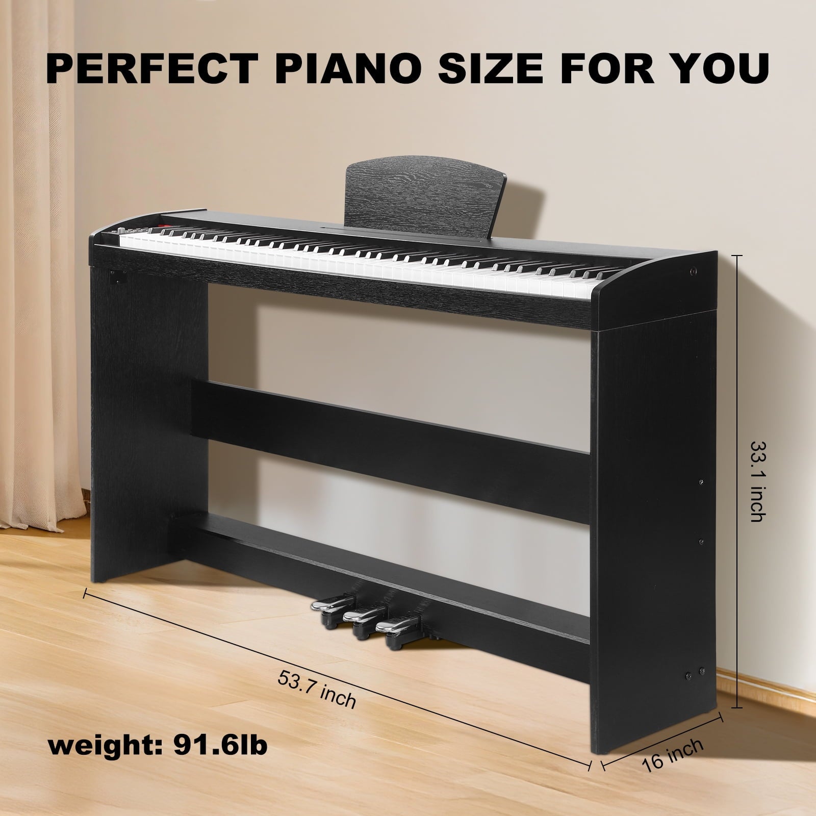 Fenbeli 88-Key Weighted Hammer Action Digital Piano with Speakers Furniture Stand and Triple Pedals Support Bluetooth,MIDI USB,Black