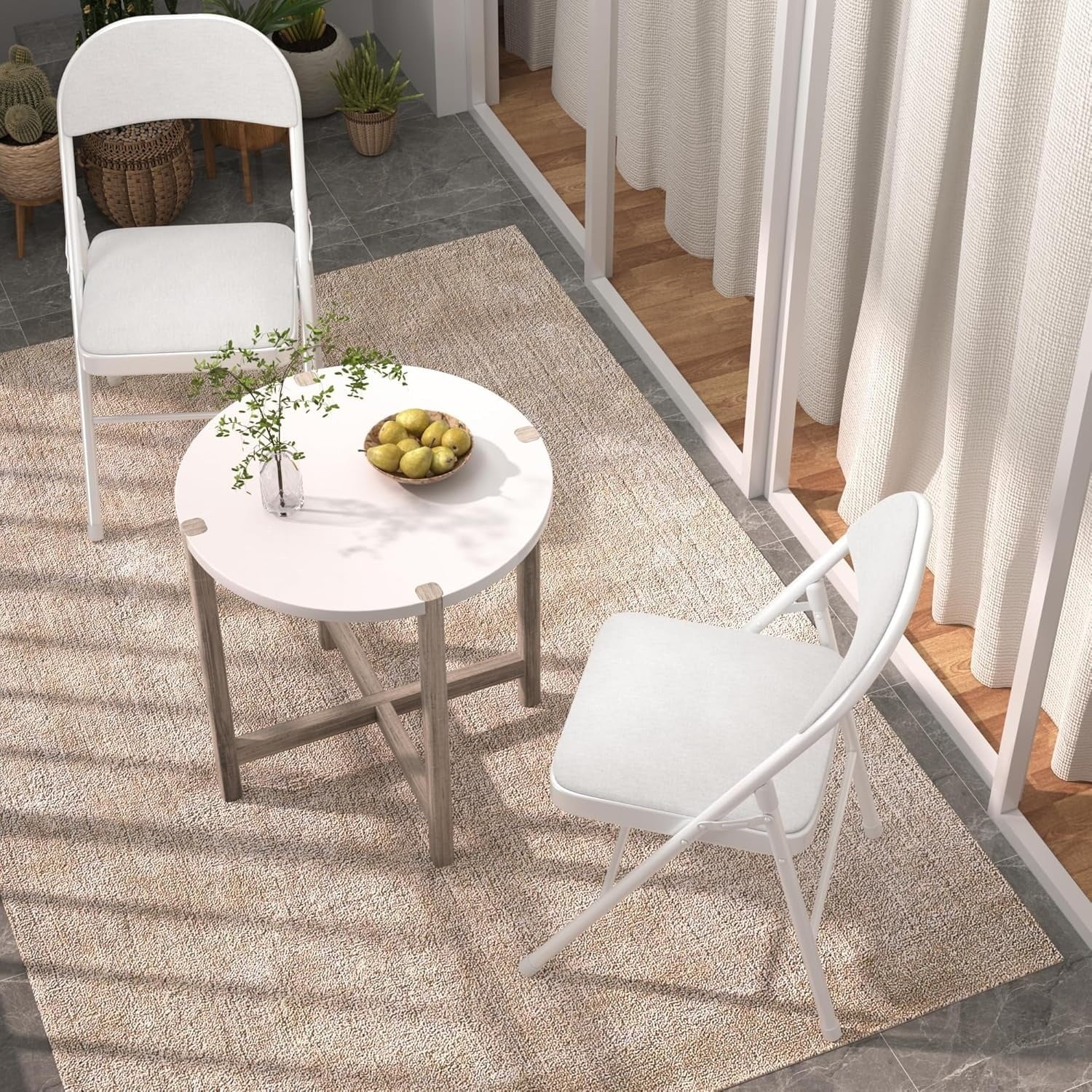 Furnibear 4 Pack Folding Chairs with Padded Vinyl Seat, Heavy-Duty Metal Frame, Supports 330 lbs, Portable & Lightweight,Gray