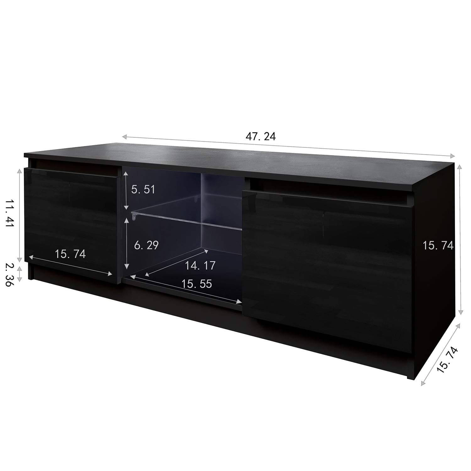 Furnibear LED TV Stand for TVs up to 55 inch,Black