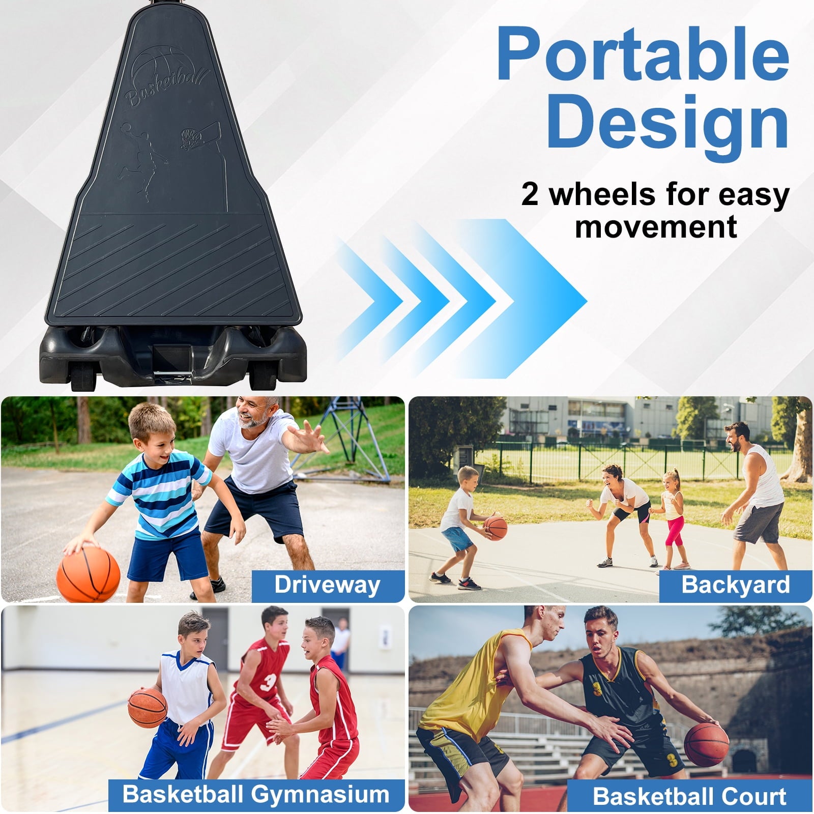 Fenbeli 54 In. Impact Adjustable Portable Basketball Hoop System