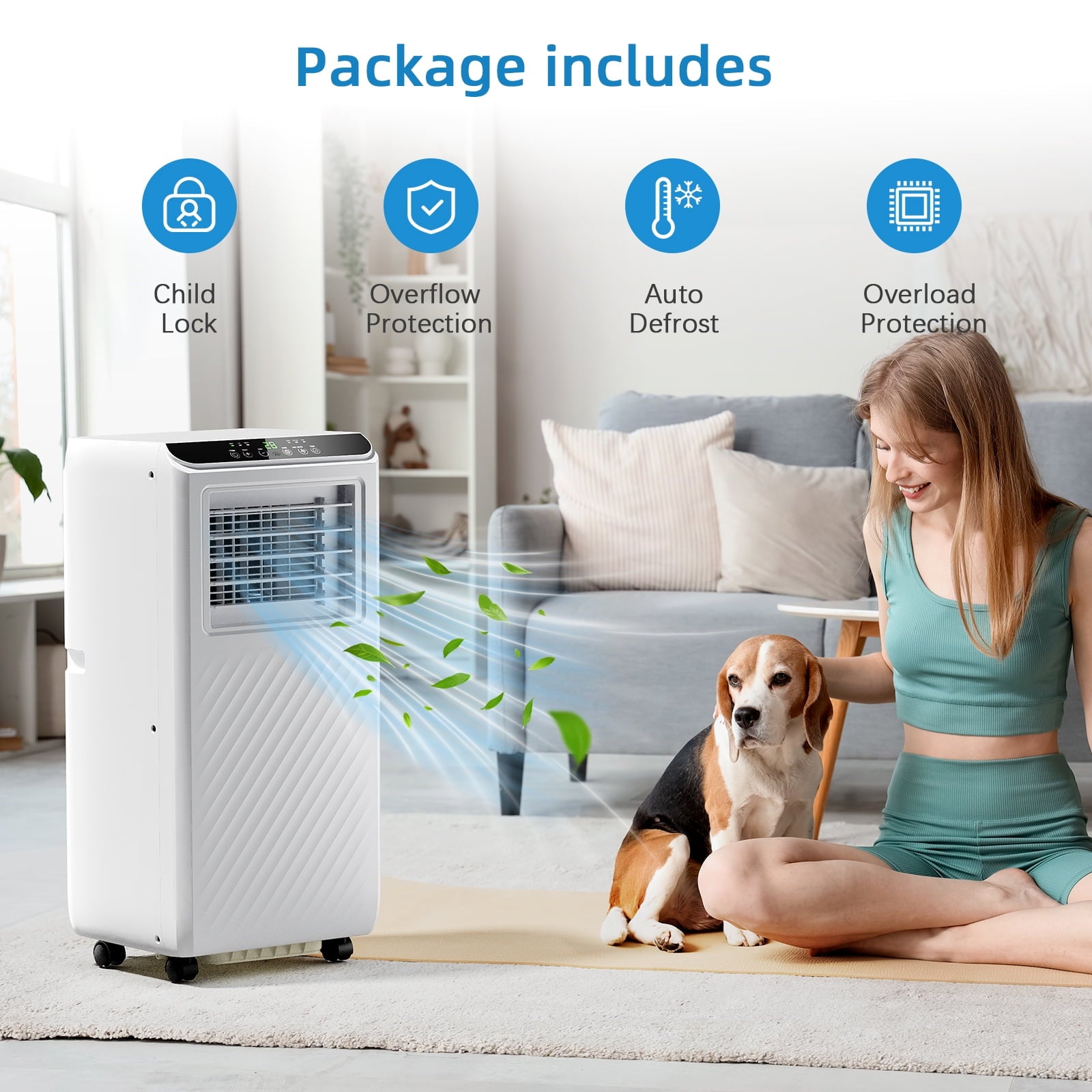 Fenbeli 8000 BTU ASHRAE Portable Air Conditioner with Remote Control, White