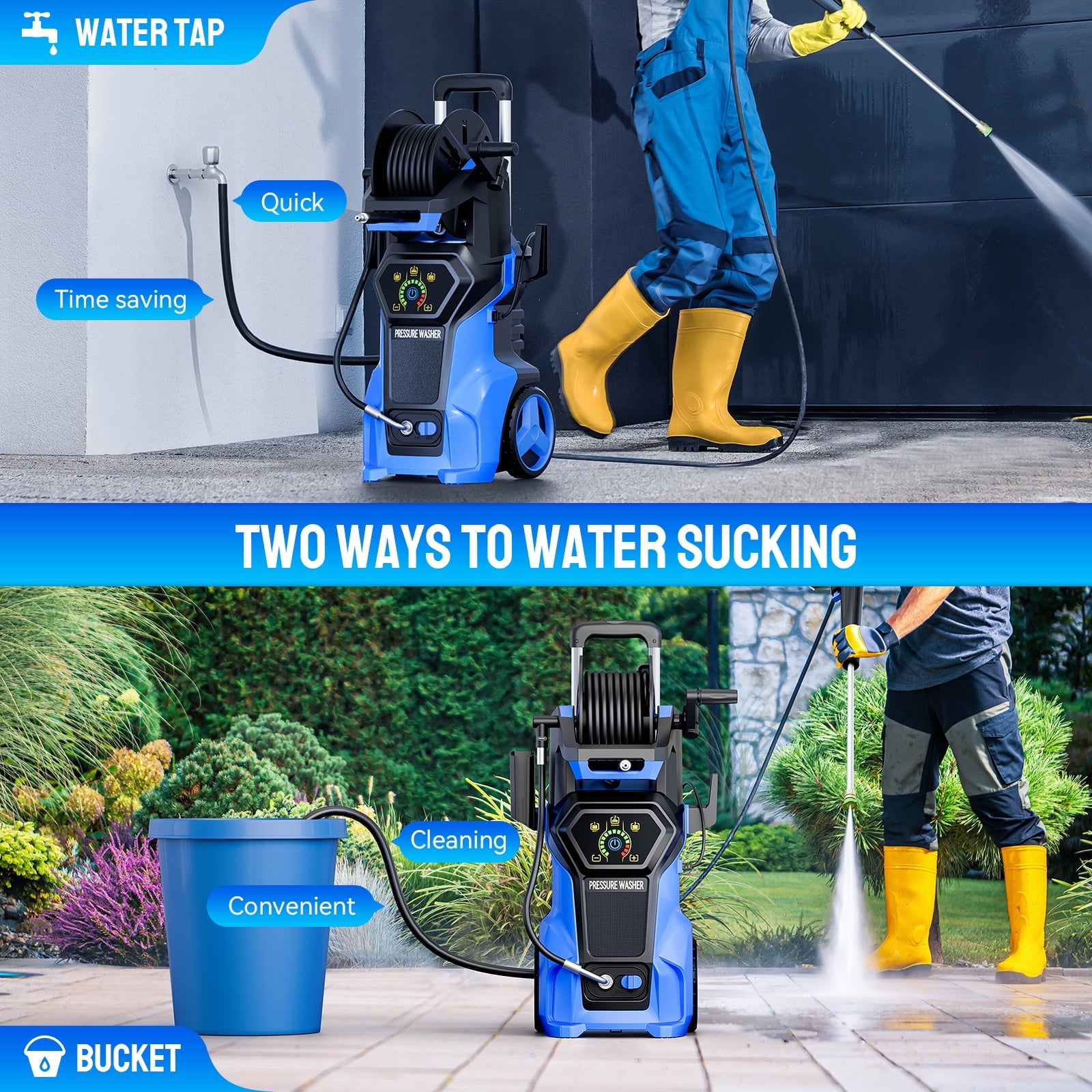 Fenbeli Electric Pressure Washer 5000 PSI, 3.2 GPM Power Washer Electric Powered with Foam Cannon, 4 Nozzles for Home, Car, and Outdoor Cleaning