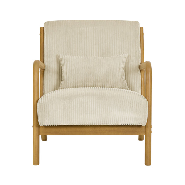 Furnibear Accent Chair, Thick Padded Corduroy Armchair with Solid Wood Frame - Easy Assembly,Beige