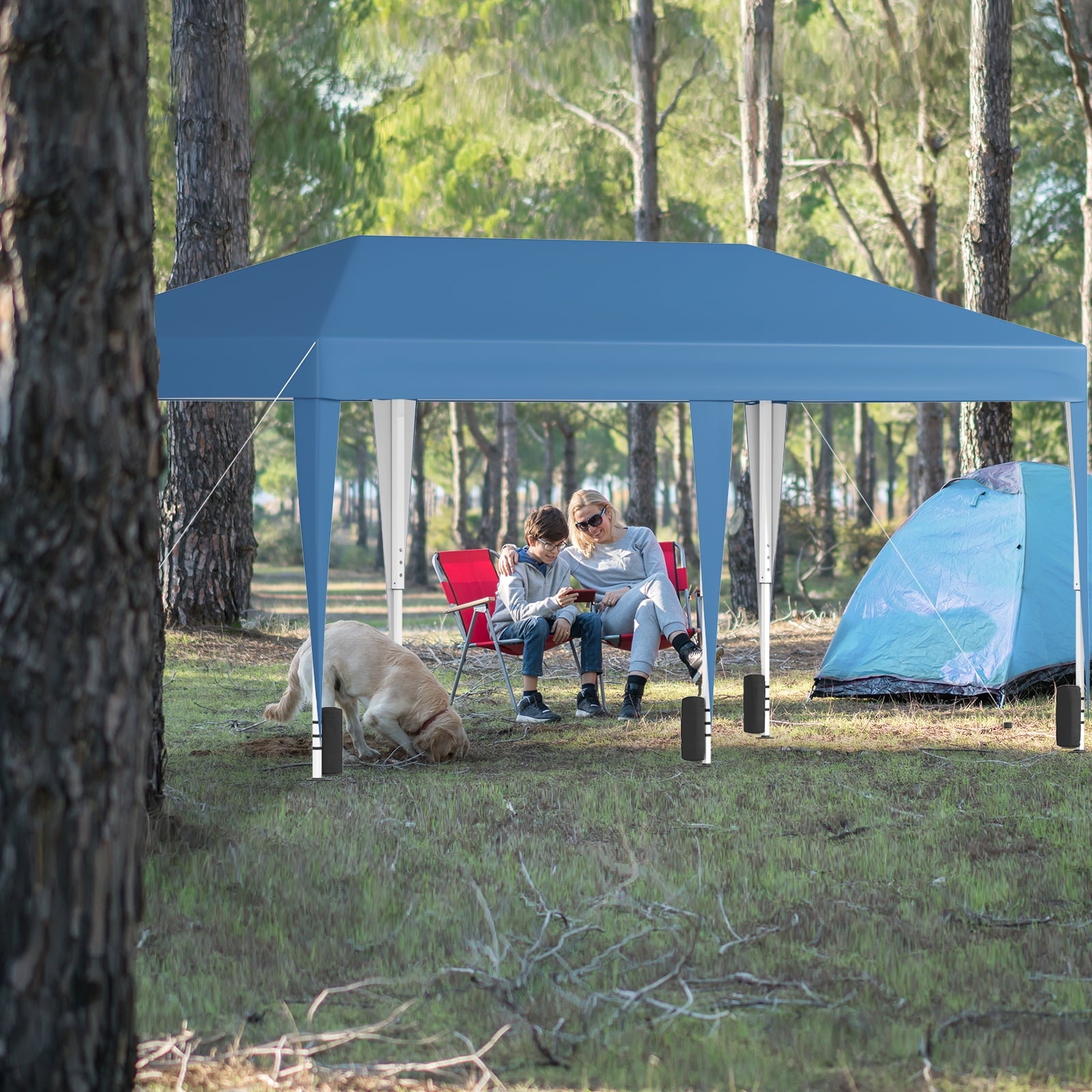 Fenbeli 10x20 Pop Up Canopy Easy Setup Outdoor Canopy Tent for Events, Camping, and Backyard, Blue