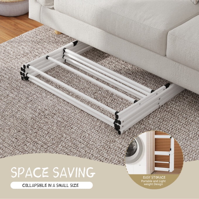 Folding Clothes Drying Rack, Dry Laundry and Hang Clothes,Towel Rack for Storage, White