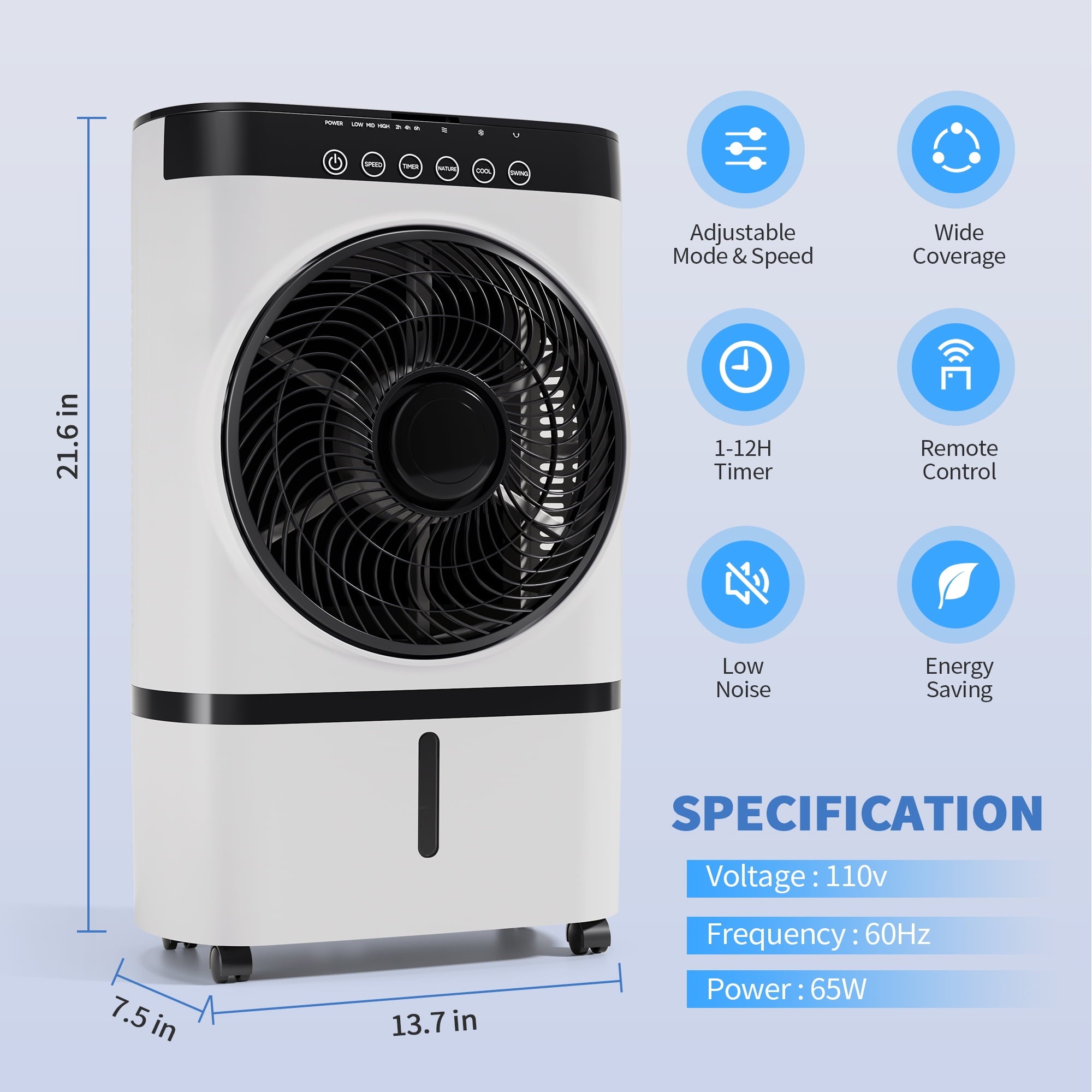 Fenbeli 3-in-1 Evaporative Portable Air Cooler with 3 Modes include Remote Control