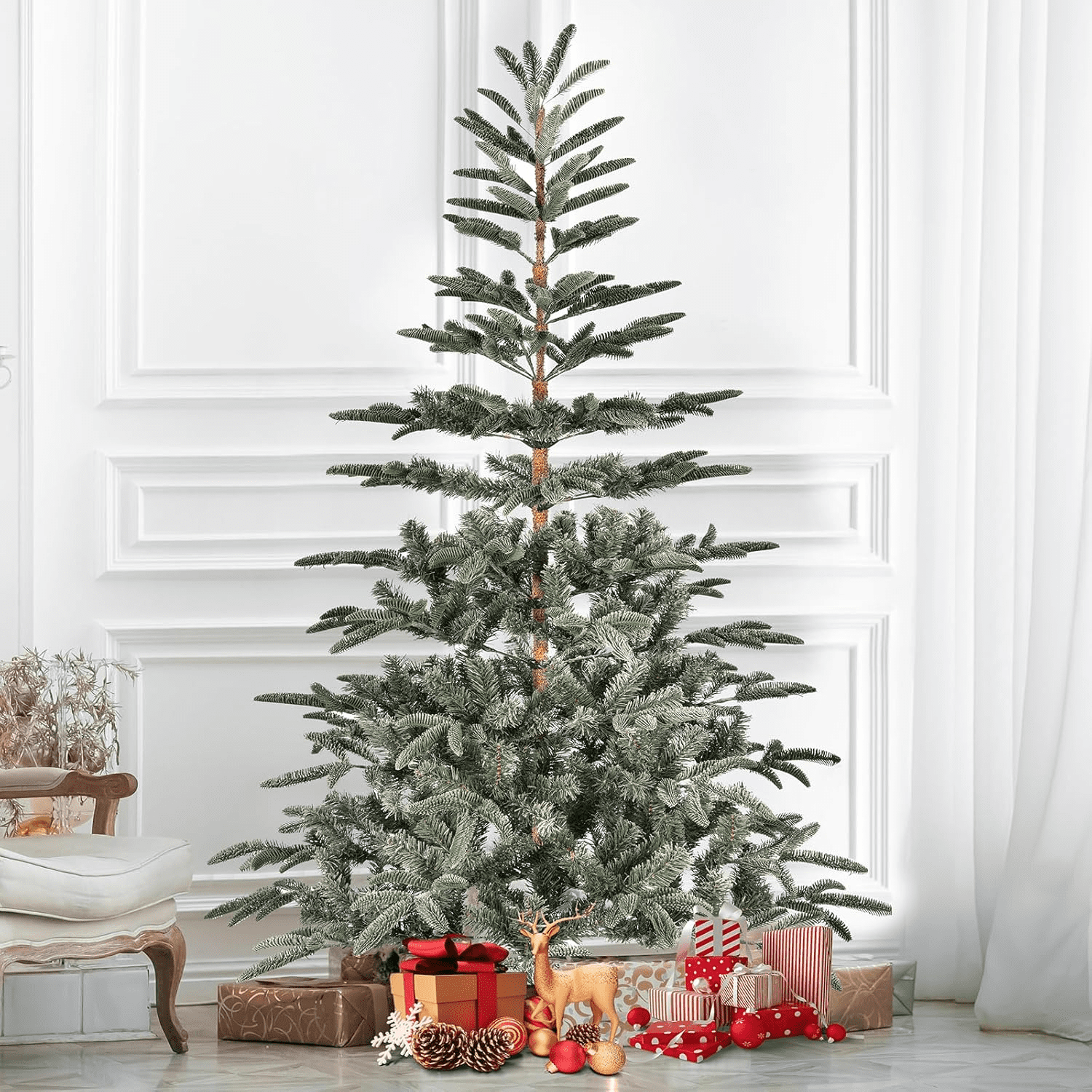 Fenbeli 7ft Unlit Aspen Fir Artificial Christmas Tree, Green