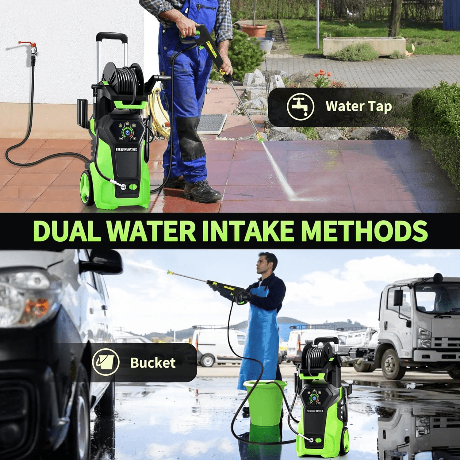 Fenbeli Electric Pressure Washer, 5000 PSI 3.2 GPM Touch Screen Adjustable Pressure, 4 Nozzles and Foam Cannon Power Washer Cleaning for Patio