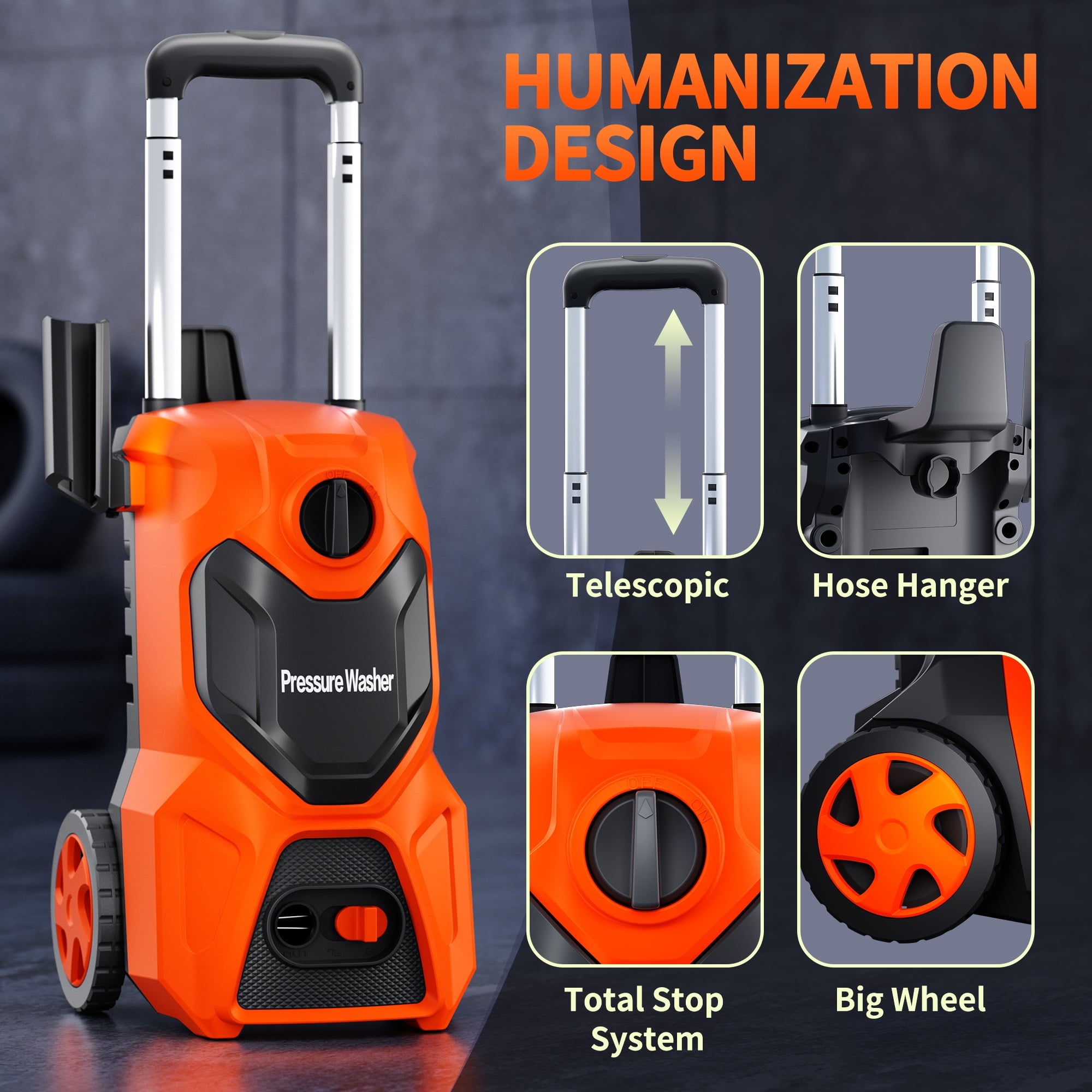 Fenbeli Electric Pressure Washer, 4800 PSI 3.2GPM Power Washer for Cars, Fences and Patios